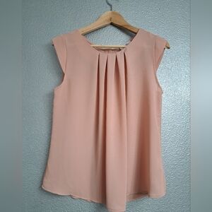 Twine & String Mauve Cap Sleeve Pleated Front Blouse  Size M